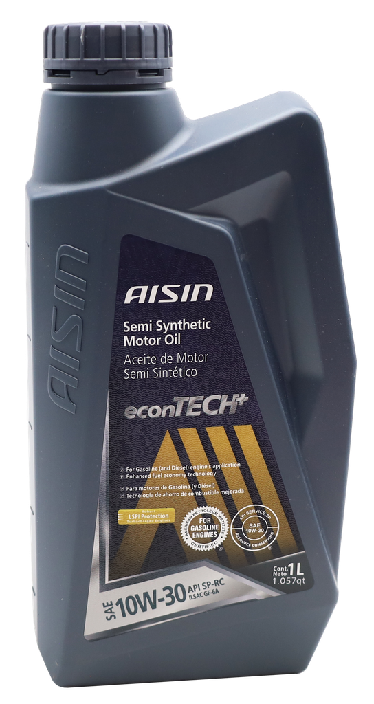 ACEITE SEMI-SINTETICO AISIN ECONTECH+ 10W-30 API SP-RC, ILSAC GF-6 (Gasoline)