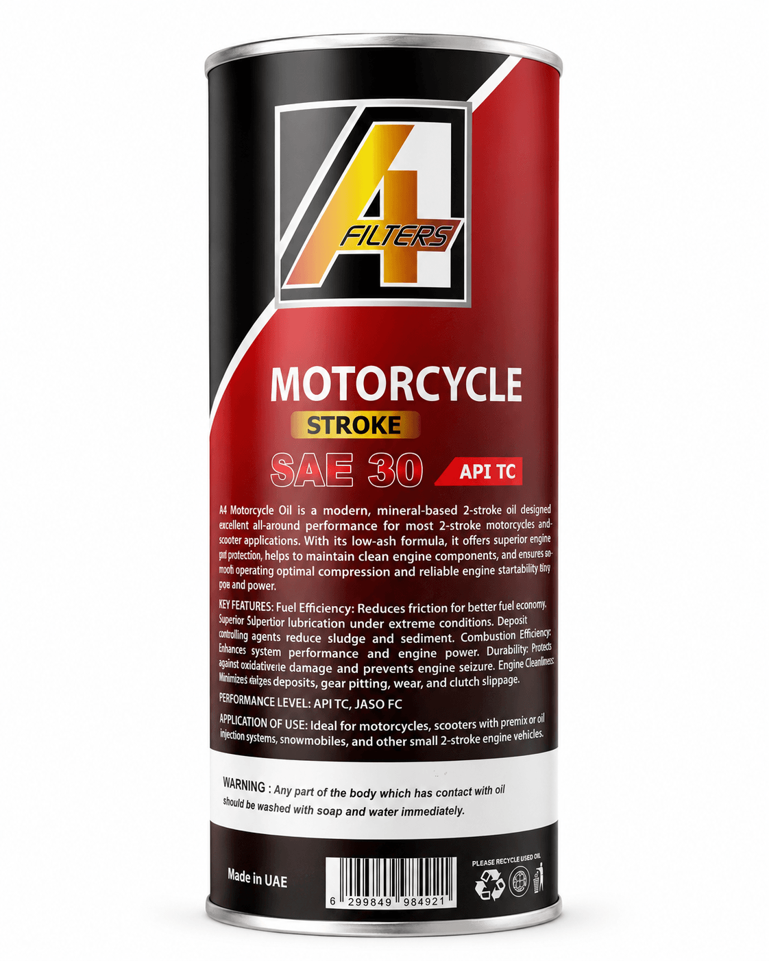 ACEITE MOTO A1 2 TIEMPOS SAE 30 TC - (LATA) - foto 2 de 3