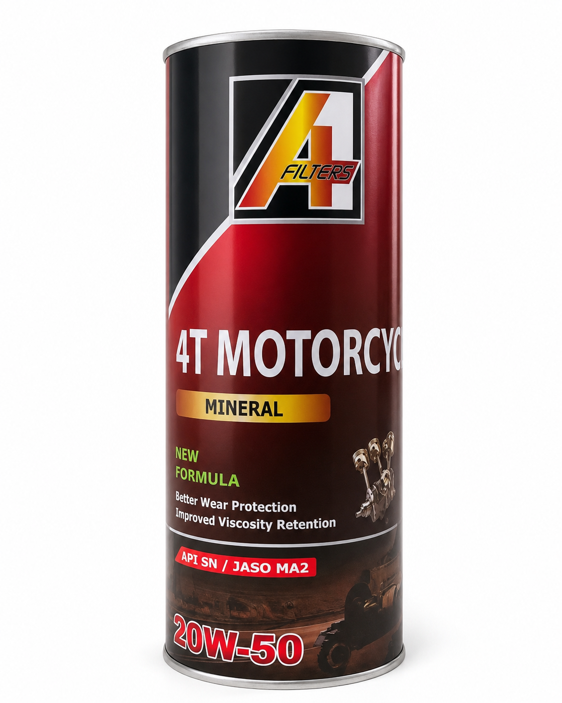 ACEITE MOTO A1 4 TIEMPOS SAE 20W-50 SN JASO MA2 1L (LATA) - foto 2 de 2