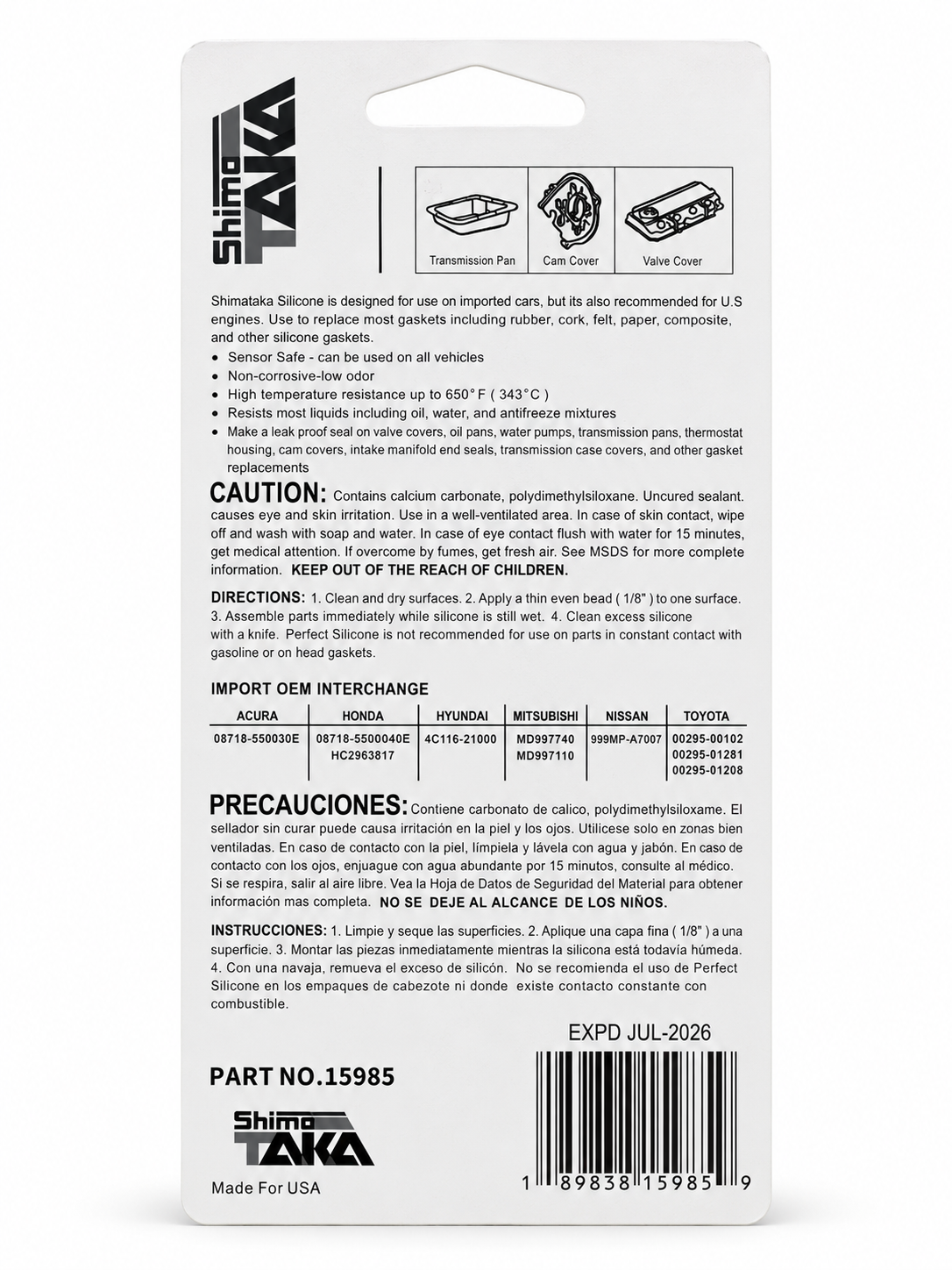 Silicón Gris RTV Formador de Juntas Shimataka 85 G / 3 OZ - foto 2 de 2