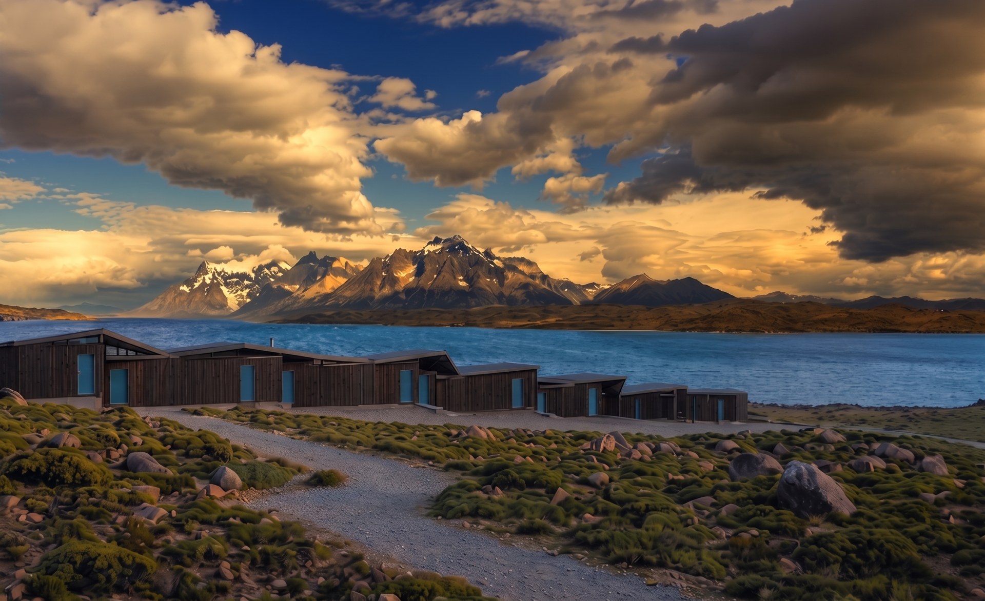 Paisaje de montaña y lago en Patagonia