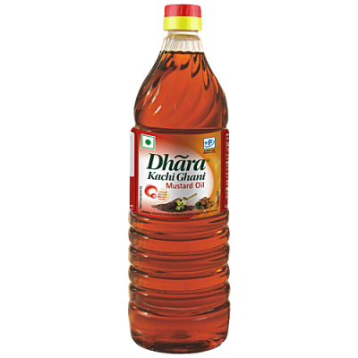 Dhara Kacchi Ghani Mustard Oil 1 Litre Pet Bottle