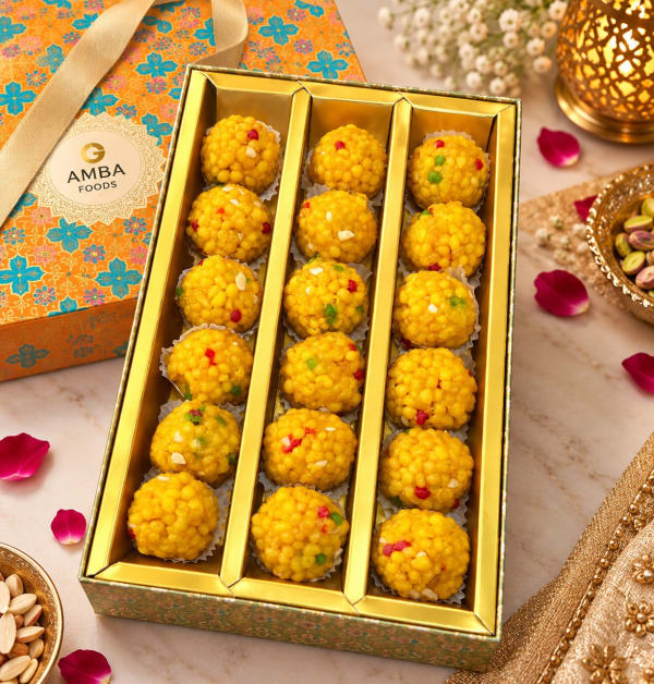Marigold Tile Mithai Box – Boondi Ladoo