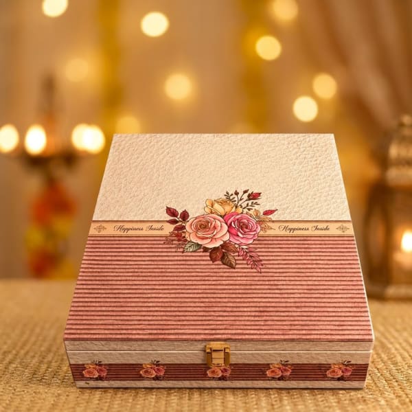 Premium Dry Fruit Wooden Box – Rose Print