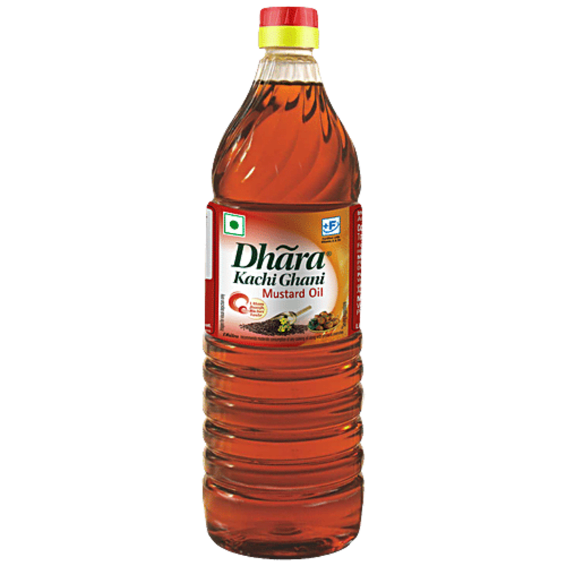Dhara Kacchi Ghani Mustard Oil 1 Litre Pet Bottle