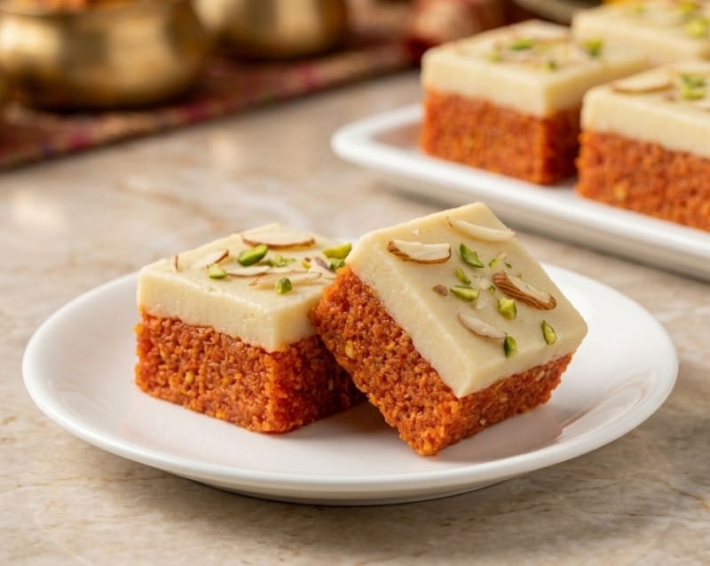 Gajar Burfi Khoya Topping