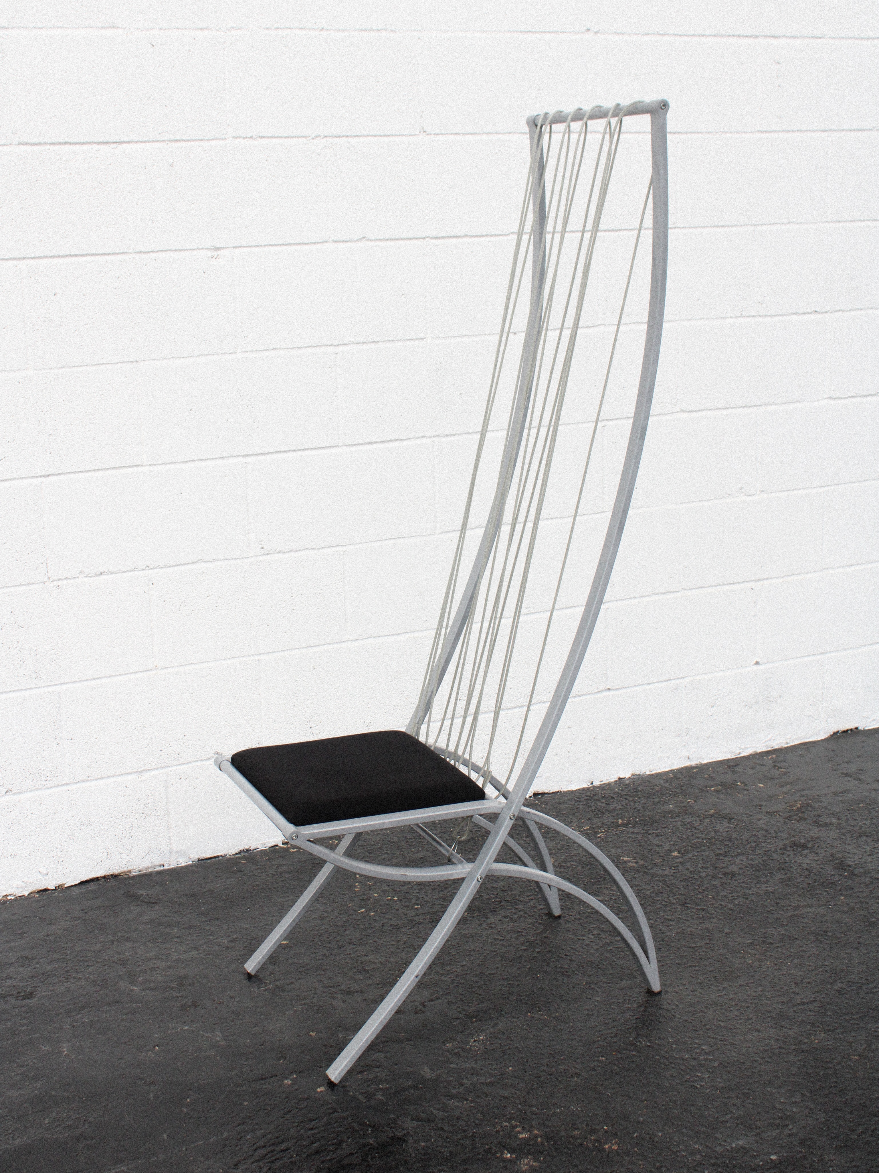 THE HARP CHAIR by DIETRICH DESIGNS 1980s At 160 cm tall, the Harp Chair blurs the line between furniture and sculpture. While its monumental silhouette is unmistakably postmodern,
