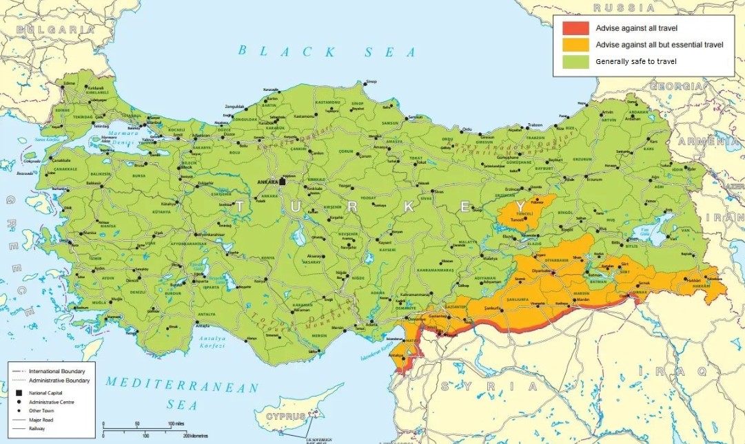 Map of dangerous areas