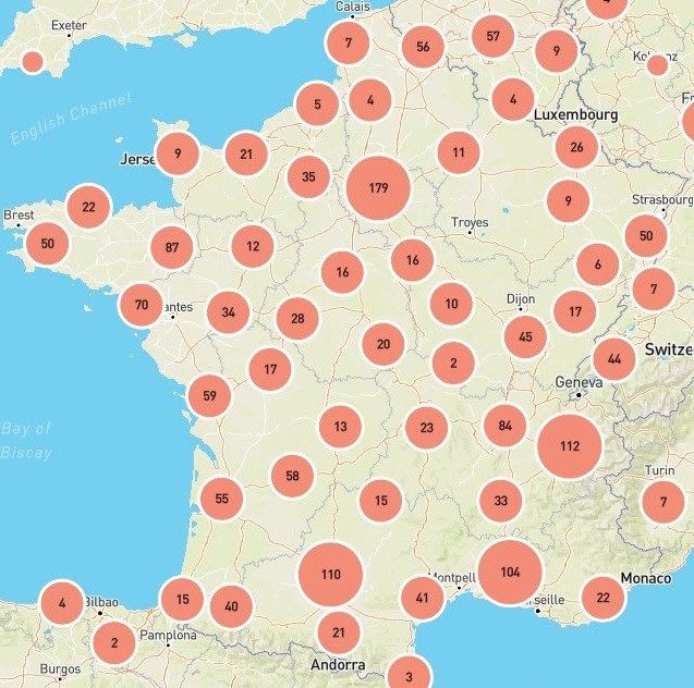Mapa de anfitrionas de NomadSister France