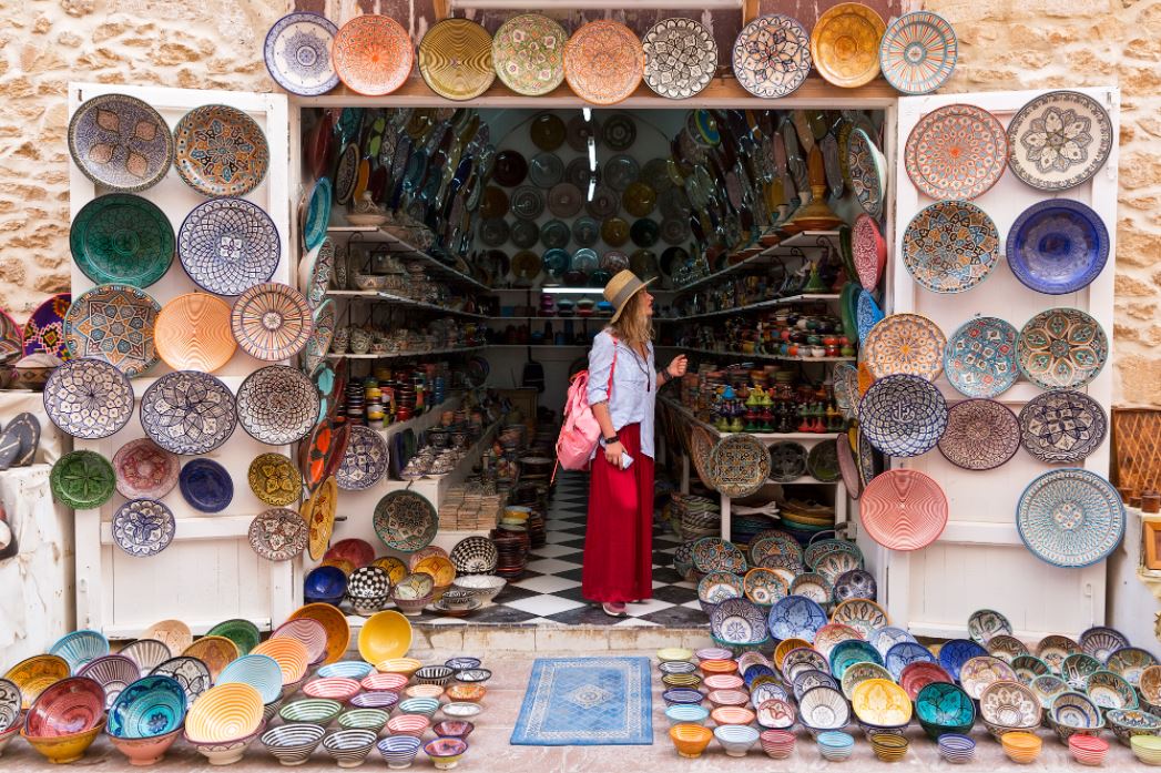 woman in an artisan dish shop.JPG