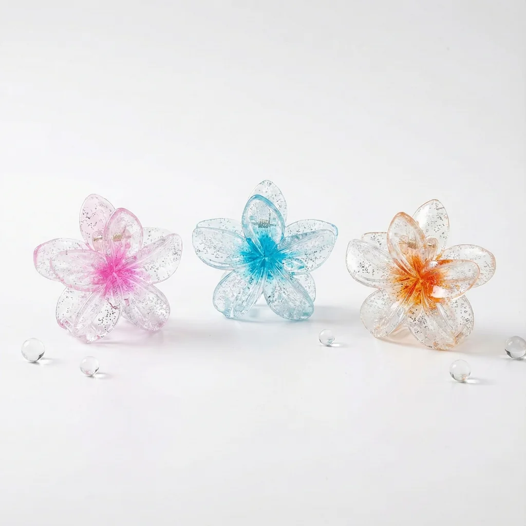 Caimanes flor transl칰cidos con glitter