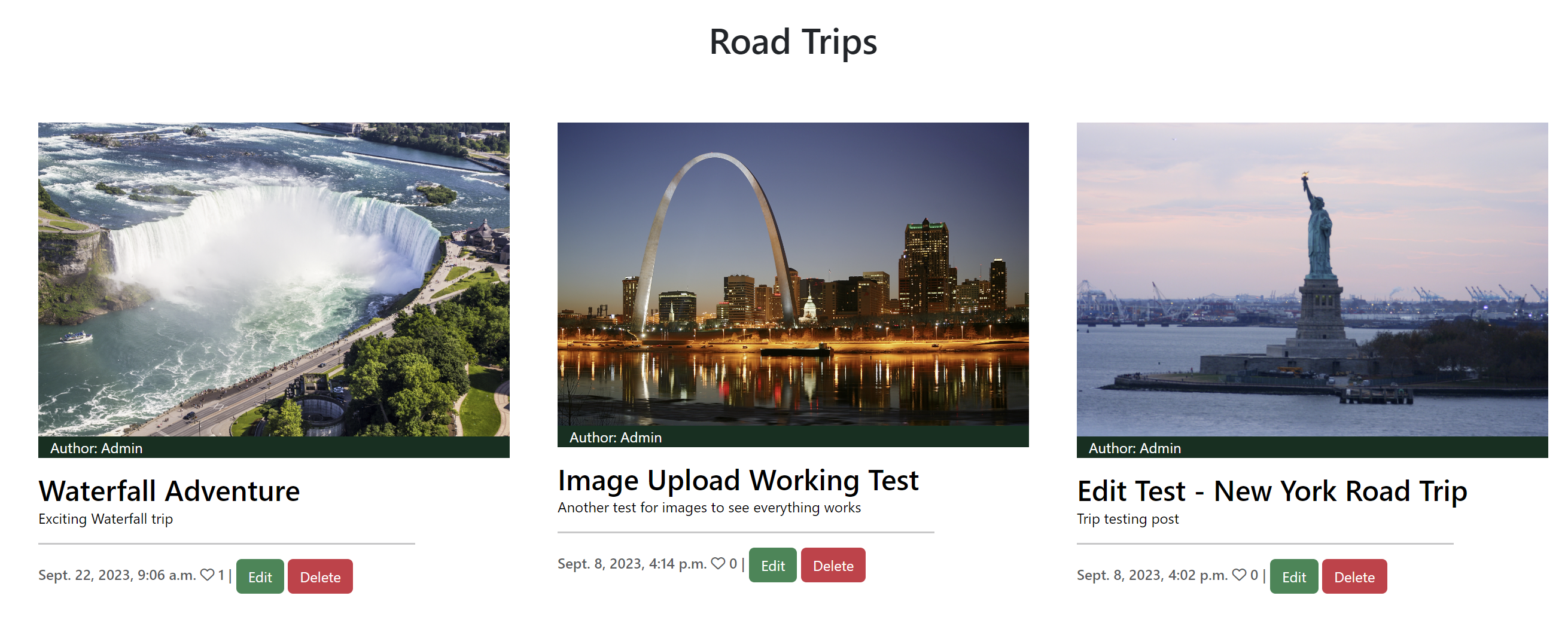Roadtrips Edit and Delete