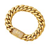 Gold U bracelet 14mm*8.5inch (21.5cm)
