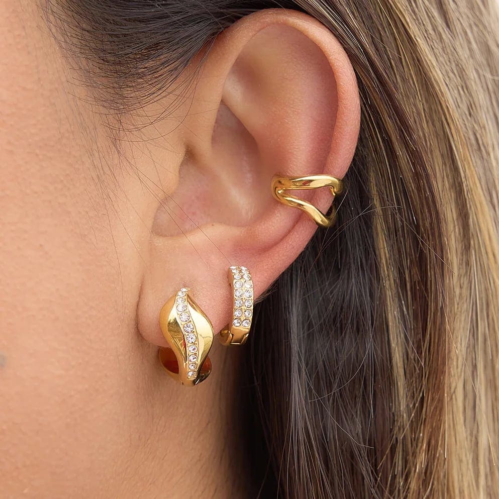Personalisierte 18-Karat-vergoldete Ohrringe für Frauen, minimalistische kleine Creolen, leichter Modeschmuck, anlaufgeschützte Leistung - Gold-NB1538 - Damen Hoop