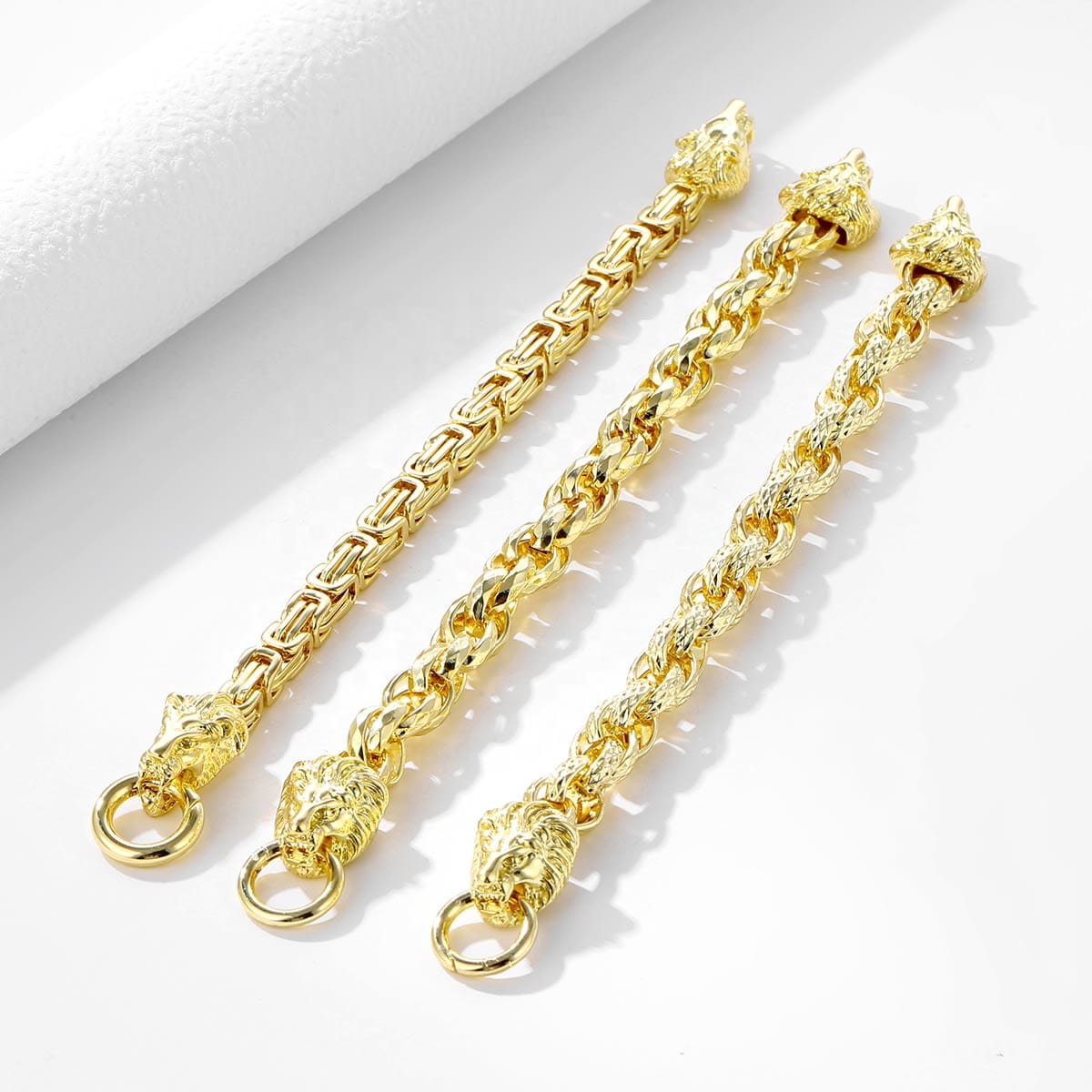 2026 QC Jewelry Wholesale New Luxury Hip-hop Retro Punk Stainless Steel 18K Gold Domineering tiger Emperor Chain Bracelet - Gold - Women Chain