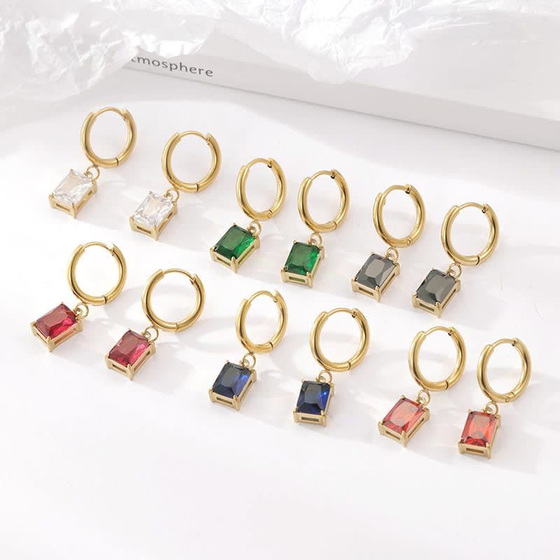 2026 QC Schmuck Licht Luxus Temperament quadratischen Anhänger Kreis Ohrringe Modisch und vielseitig - Black - Damen Stud