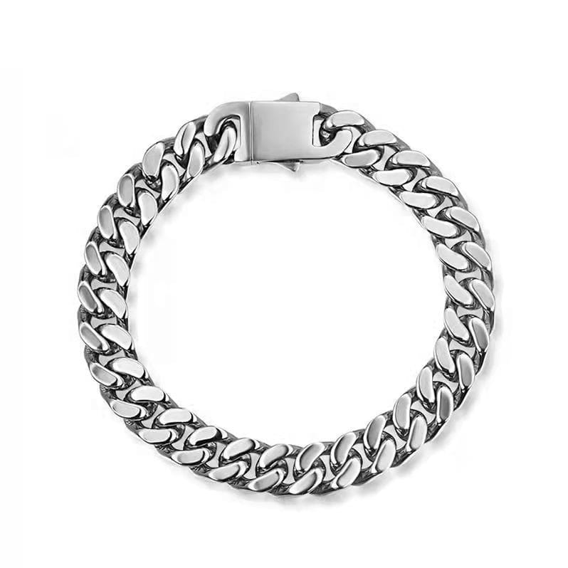 2026 QC Jewelry Edelstahl Hip-Hop Kubanisches Armband Retro Punk Vakuum Galvanisiertes Kubanisches Kettenarmband Schmuck Elegantes Armband - Silver - Damen Chain