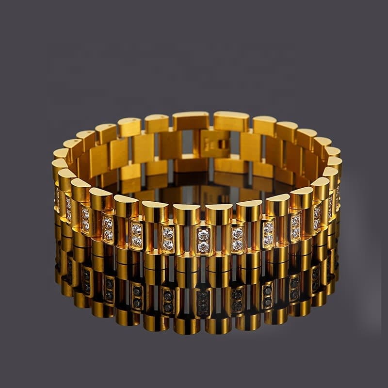 2026 QC Schmuck und koreanischer Stil, lässiges und vielseitiges, mit Zirkonen besetztes Uhrenarmband, kreatives Charm-Armband aus 316L-Edelstahl - Silver - Damen Chain