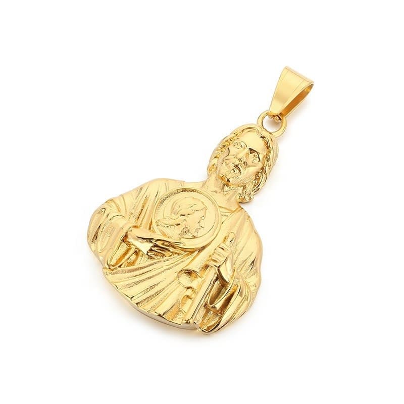 2026 QC Schmuck Porträt Anhänger Europäische und Amerikanische Mode Vakuum Galvanisierte St. Jude Büste Edelstahl Anhänger Halskette Schmuck - Silver Pendant - Damen Anhänger