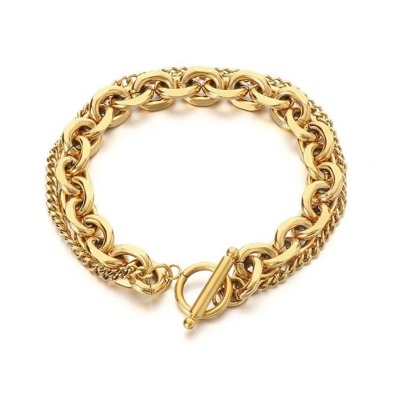 2026 QC Jewelry Design Trend-Armband mit kalter Hip-Hop-O-förmiger Kette. Doppelseitig gestapeltes Armband aus poliertem Edelstahl - Multi 1 - Damen Chain