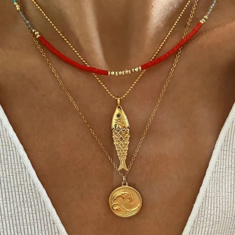 2026 QC Schmuck Anhänger Halskette Edelstahl Schmuck für Frauen Vergoldet Modeschmuck Collier En Acier Inoxydable Femme Bijoux - Standard - Damen Anhänger