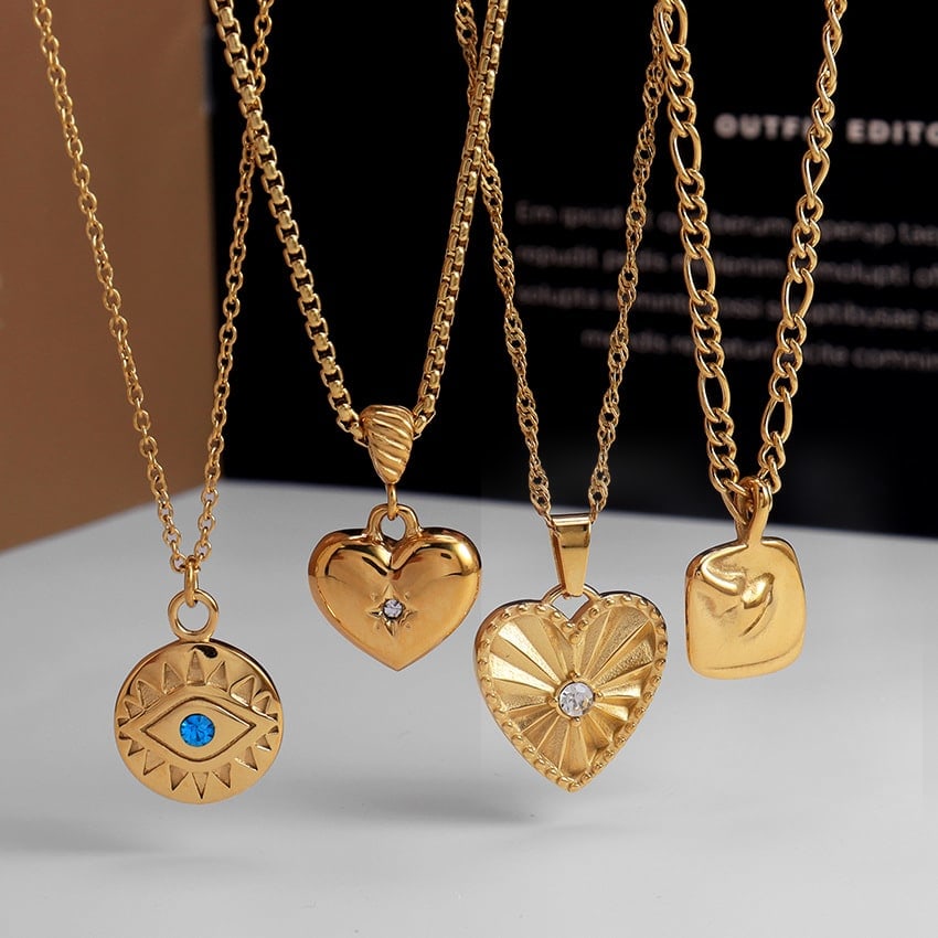 2026 QC Schmuck Anhänger Halskette Edelstahl Schmuck 18K Gold Überzogene Mode Schmuck für Frauen Colar Feminino Collares Para Mujer - 01 - Damen Anhänger