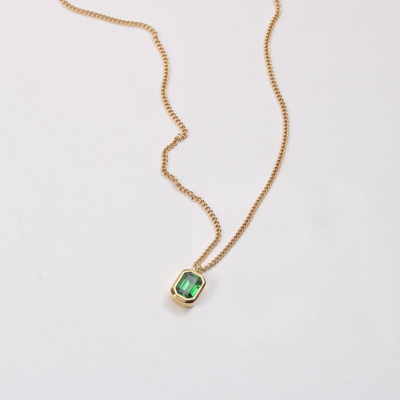 2026 QC Jewelry Halskette mit Zirkon-Anhänger, kubanische Kette für Damen, Modeschmuck, Edelstahl, 18 Karat vergoldet, Schmuck, Halsketten - Standard - Damen Anhänger