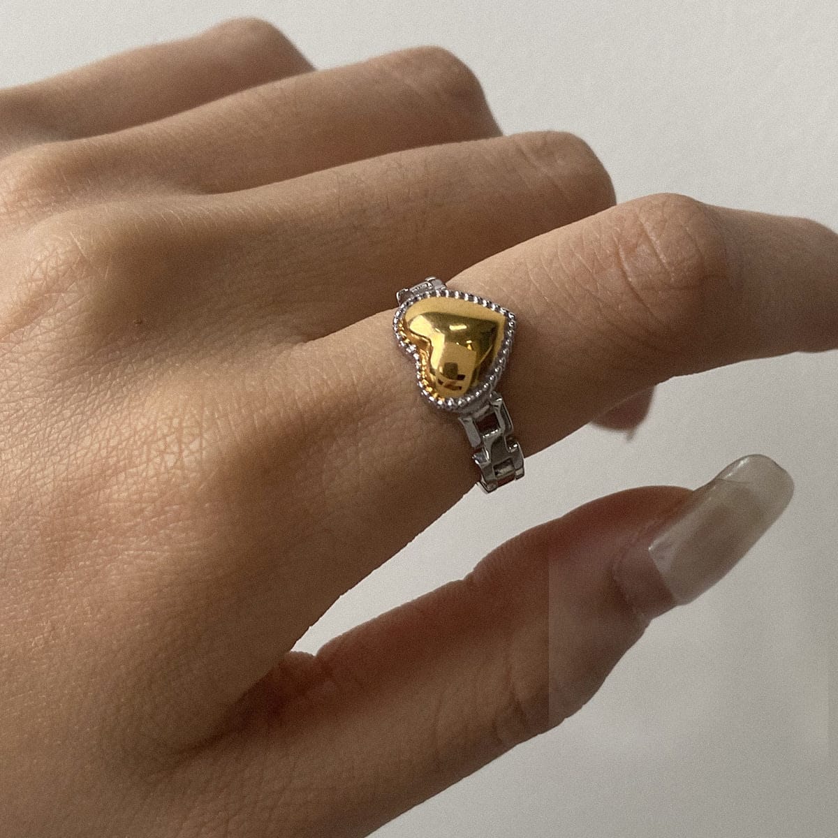 2026 QC 珠宝色调心形戒指不锈钢时尚珠宝女士镀金珠宝包 En Acier Inoxydable Bijoux Pour Femme - Gold - 女士Fashion