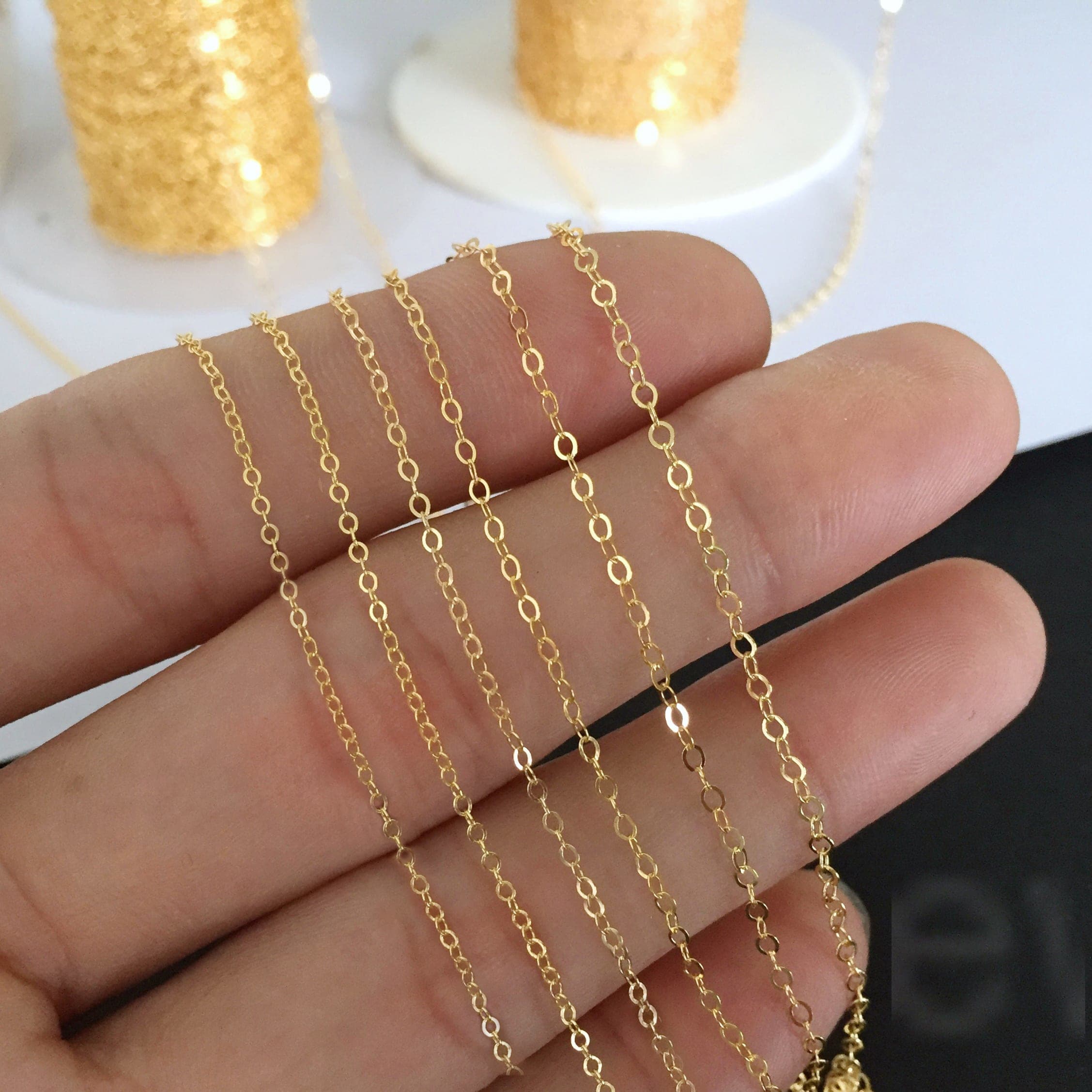 2026 QC Jewelry 14K Gold gefüllte klassische Kette Damen Accessoires Schmuckzubehör 1/20 GF Gold gefüllter Schmuck Permanente Schmuckketten Rolle - Dark gold - Damen Jewelry