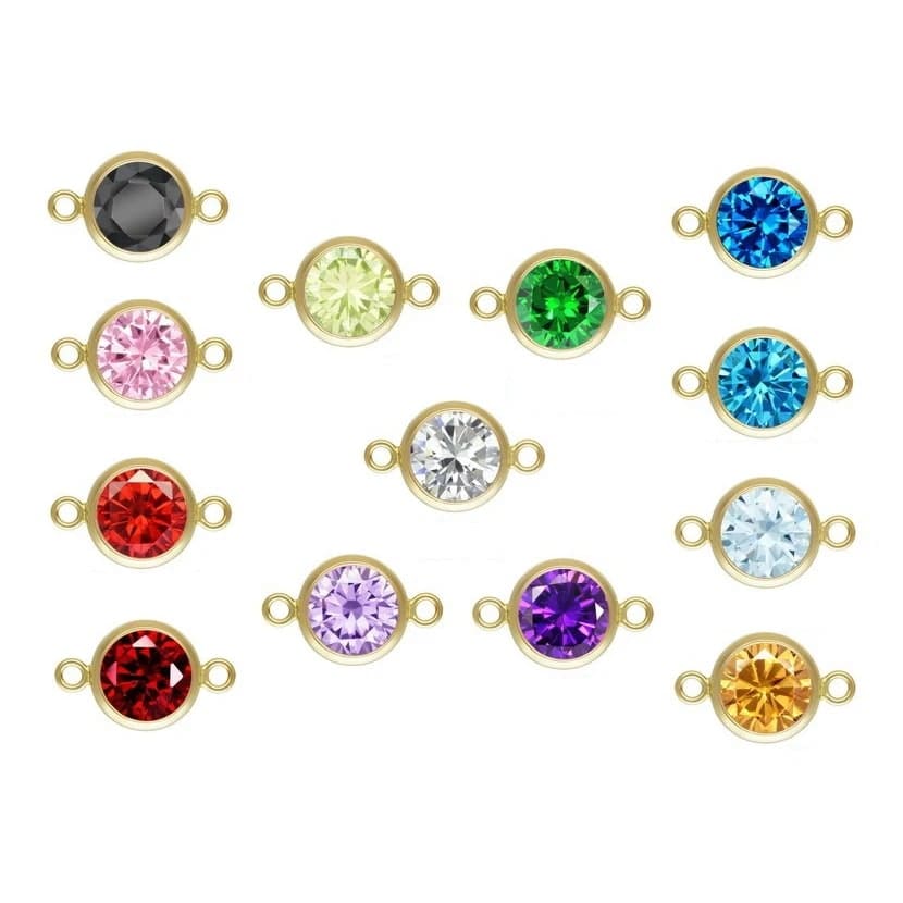 2026 QC Jewelry 14K Gold Filled Charms for Bracelets Connector Charms for Jewelry Making Zircon 3mm 4mm 6mm Birthstone Charm Permanent Jewelry - Black - Women Fashion