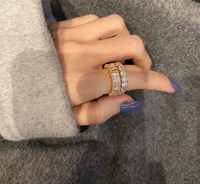 2026 QC 珠宝锆石宝石水晶钻石戒指女式珠宝 - round zircon, gold - 女士Fashion