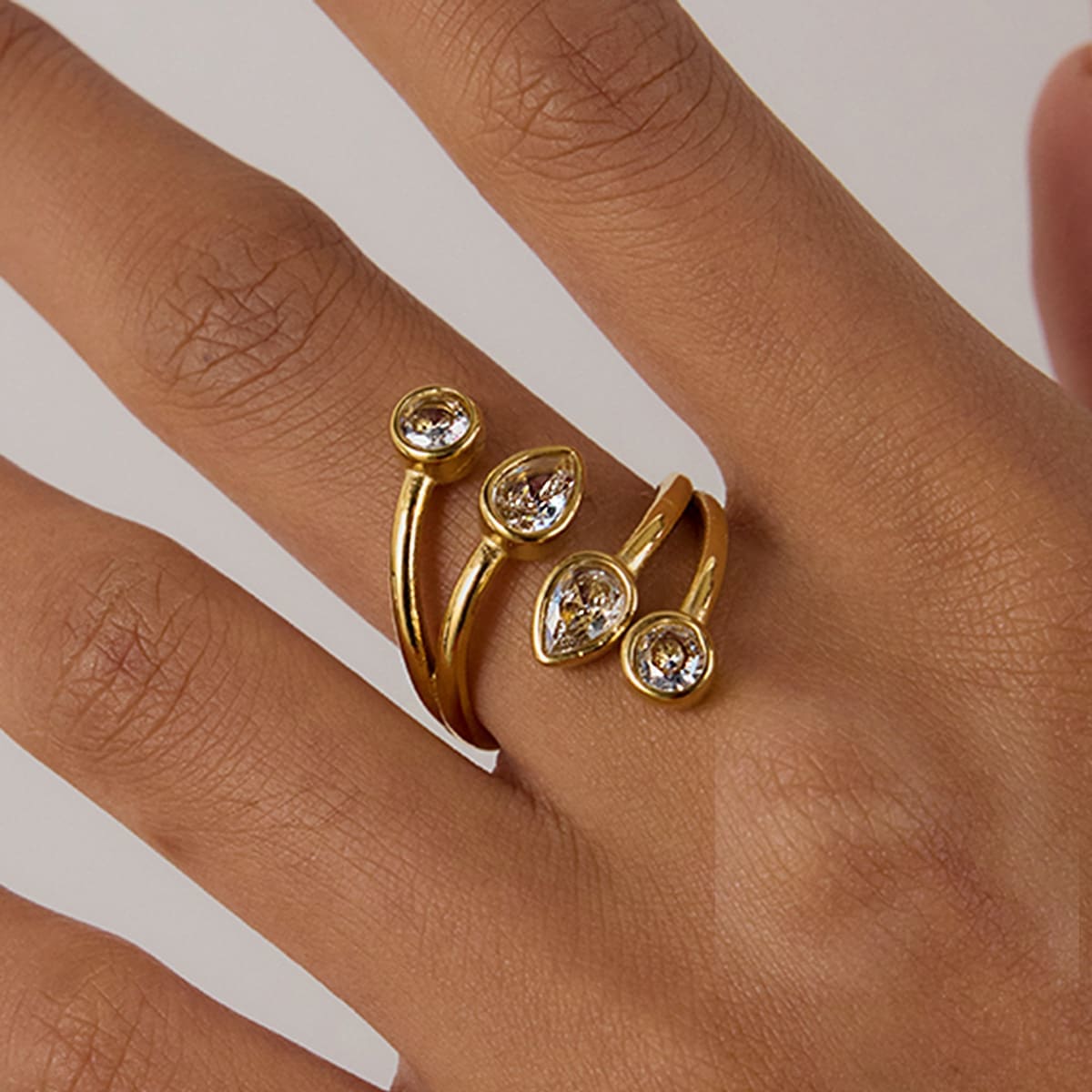 2026 QC 珠宝戒指无光泽防水珠宝不锈钢 18K 镀金时尚女式珠宝 Anillos Anel Feminino - Gold - 女士Fashion