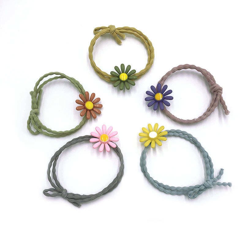 2026 QC Schmuck Koreanische Blume Haar Seil Armband Harz Kleine Gänseblümchen Niedlichen Haar Ring Zubehör Gummiband Temperament Süße Haar Ring - 1-Pink - Damen Fashion