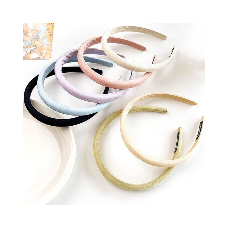 2026 QC Bijoux Coréen Couleur Unie Tissu Bandeau Fille Été Bord Fin Texture Cerceau Quotidien Tissu De Base Élégant Accessoires De Cheveux - #01 green - Femme Accessoires cheveux