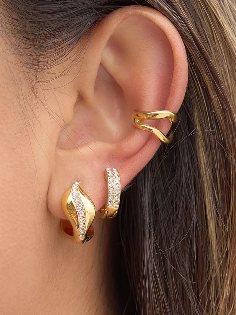 Personalized 18K Gold Plated Earrings for Women Minimalist Small Hoops Lightweight Fashion Jewelry Tarnish Resistant Performance - Gold - Women Hoop - Image 2