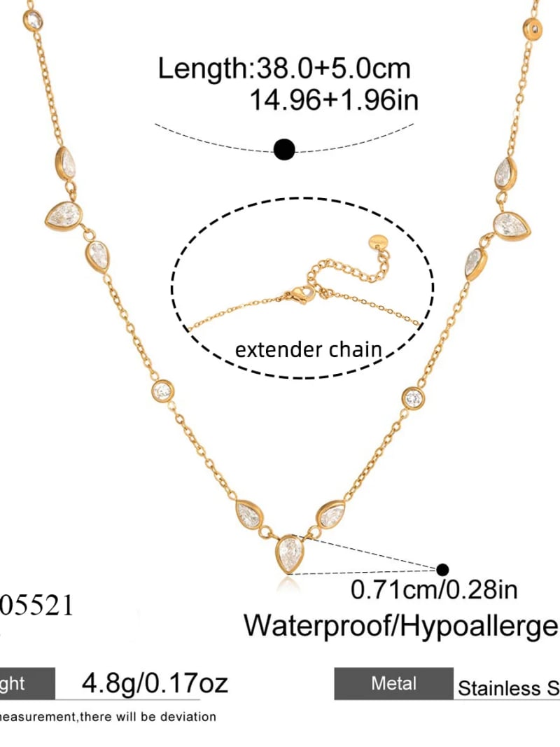 Delicate Ins Fashionable Stainless Steel 18K Real Gold PVD Plated Geometric Teardrop Accessories Women Necklaces Waterproof Gift
