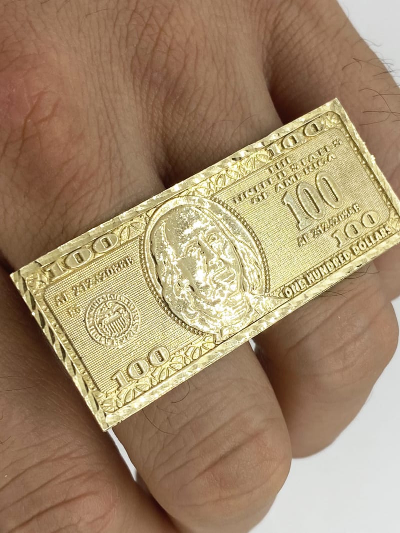 2026 QC Jewelry American Popular 14K Gold-Plated Double-Finger Ring Men's Hip-Hop Fashion Jewelry with US Dollar Inspired