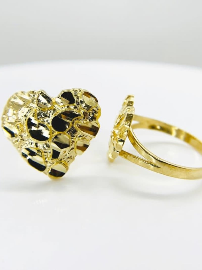2026 QC Jewelry Vintage Diamond Cut Heart Love Nugget Rings 14K Gold Plated Brass Trendy Personality for Men Women's Wedding Engagement Gift - 14K - Rings - Image 2