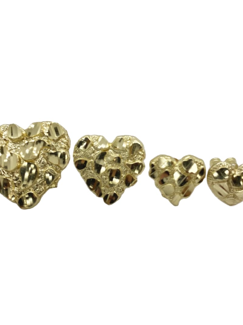 2026 QC joyería Hip Hop moda 14k chapado en oro corazón diseño de pepita pendientes de tuerca Push Back para niña joyería de mujer - Dorado - Mujer Stud - Image 2