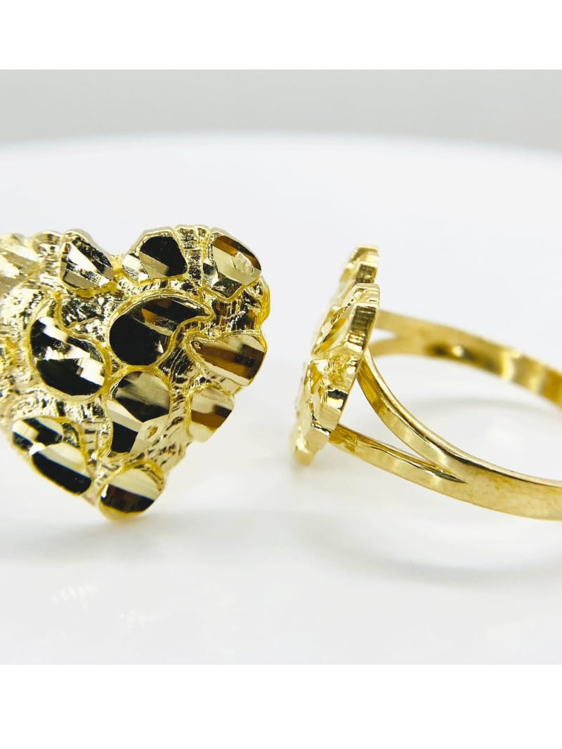 2026 QC Jewelry Hip Hop Custom High Quality Polished 14K Gold Plated Heart Love Nugget Men Ring Jewelry - Gold - Rings - Image 2