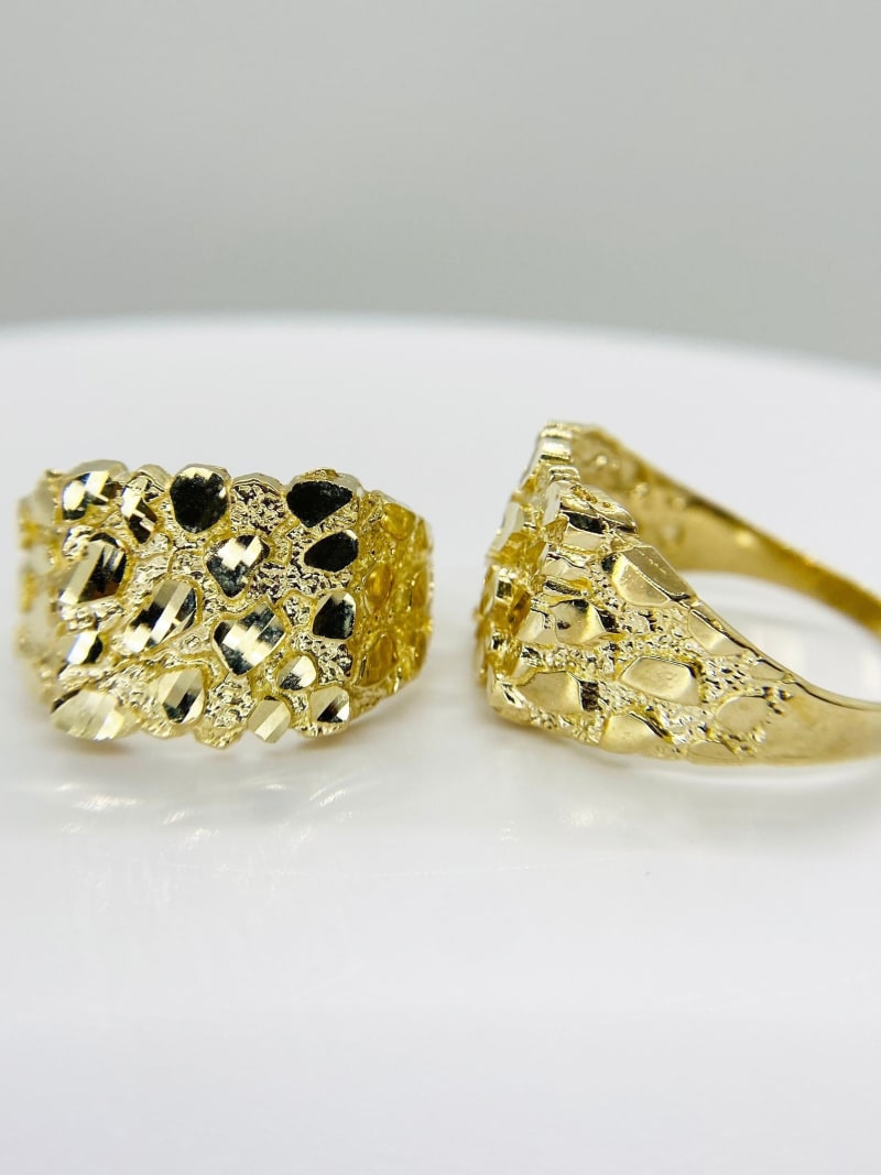 2026 QC Jewelry Personality Design High Quality 14k Gold Nugget Square Vintage Ring for Men Women Jewelry - Gold - Rings - Image 2