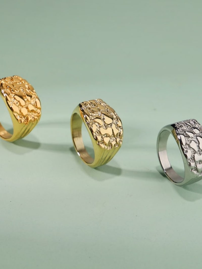 2026 QC Jewelry American Hip Hop Herren- und Damen-Nugget-Ringe aus Edelstahl mit 18-Karat-Beschichtung, edler Schmuck für Partys, Jubiläen - Steel - Ringe - Image 2