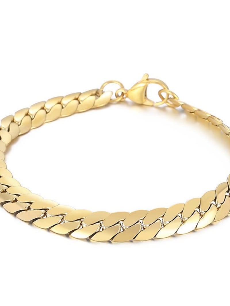 2026 QC Jewelry Korean Version NK Chain Bracelet Fashionable Flat Encrypted Stainless Steel Jewelry