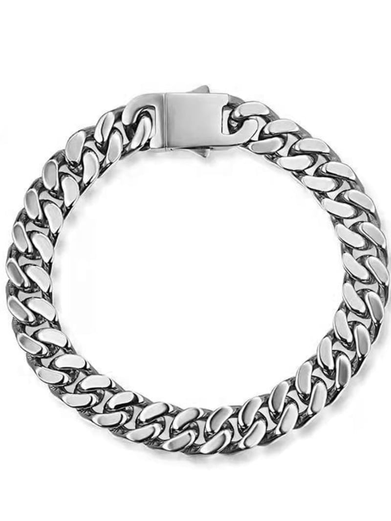 2026 QC Joyería de Acero Inoxidable Hip-hop Pulsera Cubana Retro Punk Vacío Galvanizado Pulsera de Cadena Cubana Joyería Pulsera Elegante - Plateado - Mujer Chain - Image 2