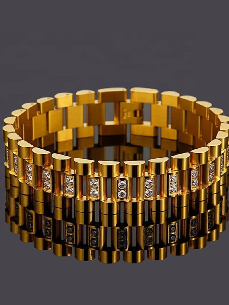 2026 QC Jewelry y pulsera de reloj con incrustaciones de circonio informal y versátil de estilo coreano, pulsera creativa con dijes de acero inoxidable 316L - Plateado - Mujer Chain - Image 2
