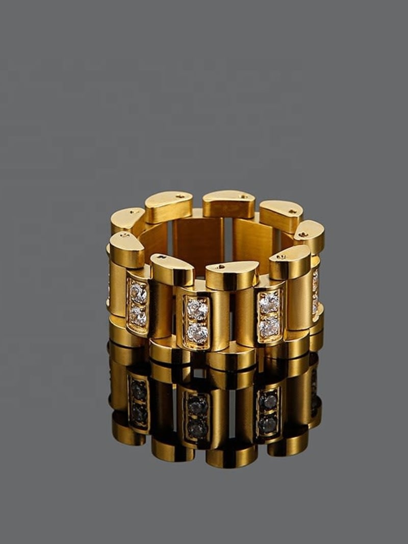 2026 QC Jewelry y anillo de moda con incrustaciones de circón informal y versátil de estilo coreano, anillo creativo de acero inoxidable 316L - Plateado - Anillos - Image 2