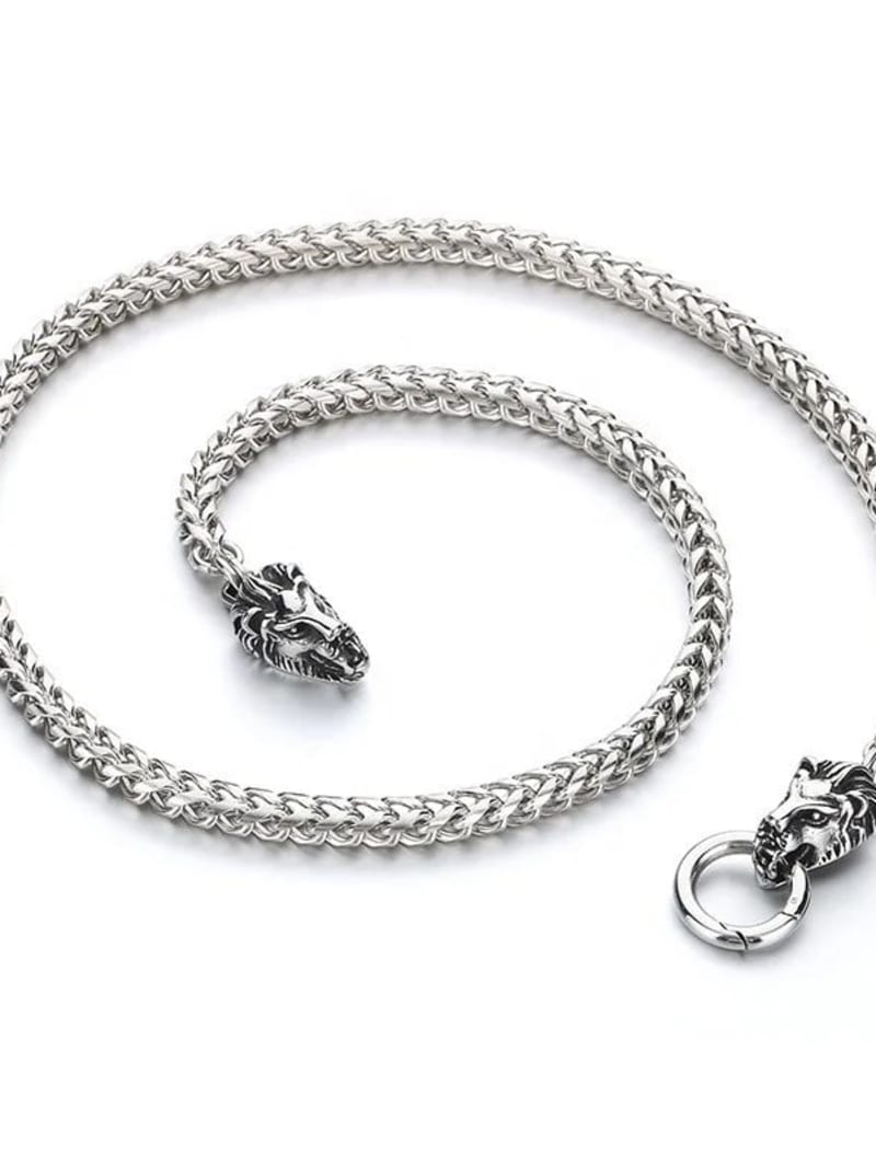 2026 QC Jewelry Personalized Zodiac Snake Jewelry Punk Style Aged Double Dragon Head and Ghost Head Keel Chain Stainless Steel Necklace - Silver 1 - Fashion Necklaces - Image 2