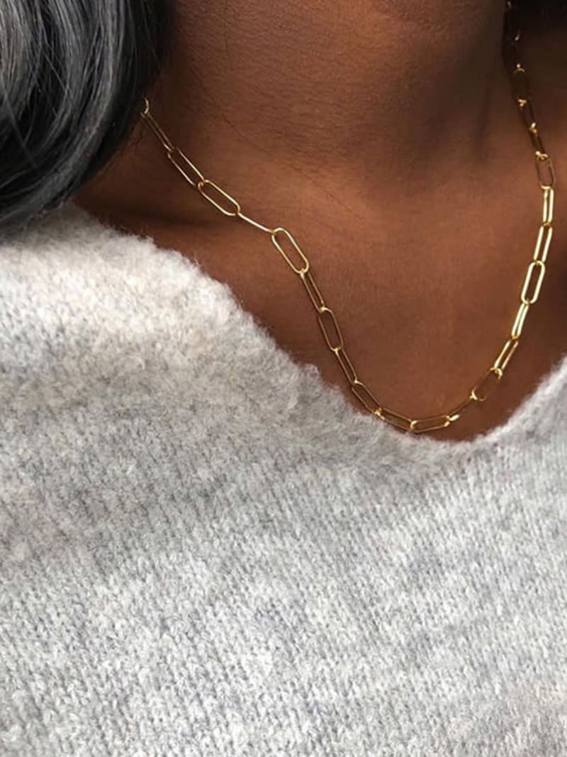 2026 QC joyería de moda ajustable de acero inoxidable 18K chapado en oro Clip de papel collar cadena joyería minimalista para mujeres