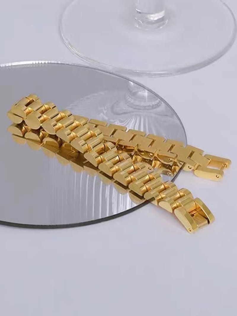 2026 QC Jewelry Custom Pulsera Luxury 18K Gold Plated Stainless Steel Couple Bracelet Bangle Women Men Bracelets - Women Chain - Image 2