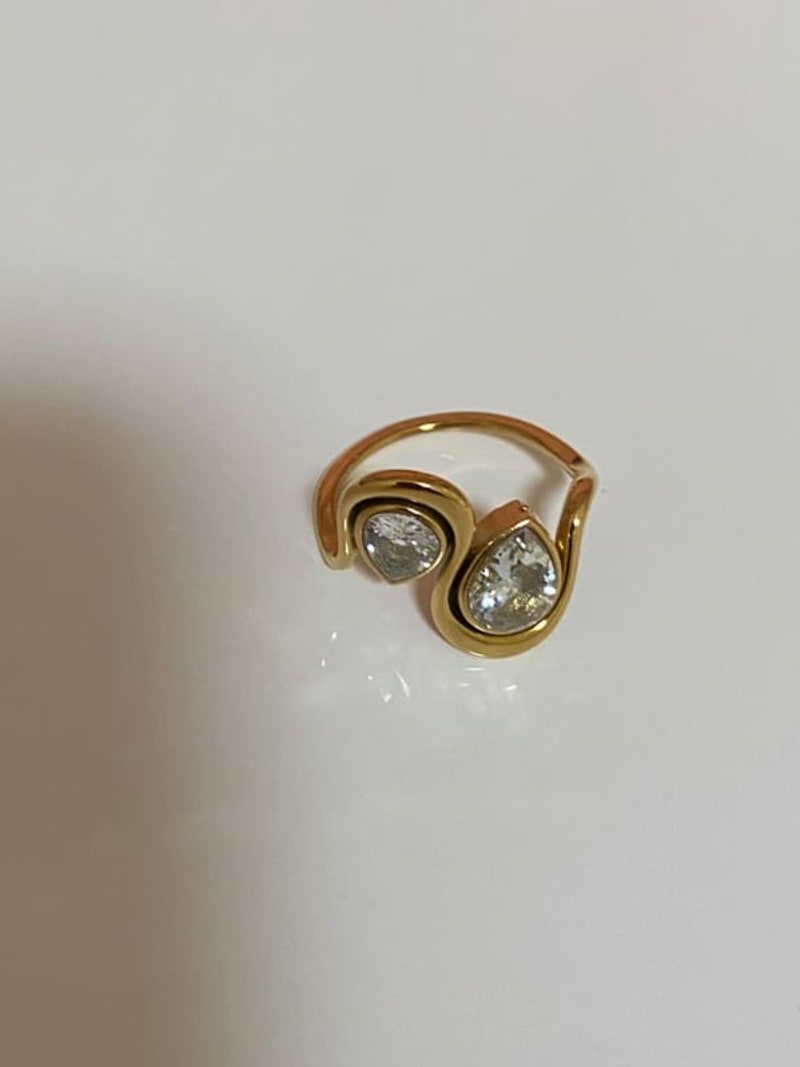 2026 QC Joyería Lágrima Anillo de Diamantes Joyería de Moda de Acero Inoxidable Venta al por mayor 18 K Chapado en Oro Joyería Impermeable para Mujeres Bague - Anillos - Image 2